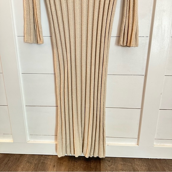 FREE PEOPLE L Wanda rib cowl neck woman Natural stretch oversized maxi dress - Picture 5 of 15